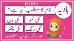 hadia name meaninig in urdu