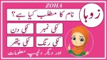zoha name meaning in urdu